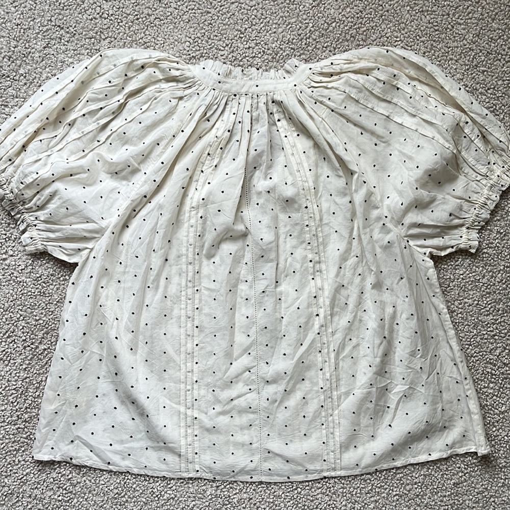 THE GREAT. Cream Polka Dot Blouse - Picture 9 of 13